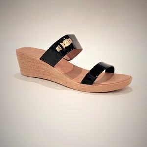 Italian Shoe Makers Navy Strap Wedge Sandal